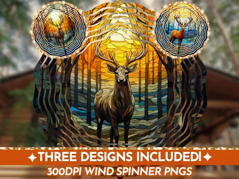 Bundle Stained Deer Wind Spinners