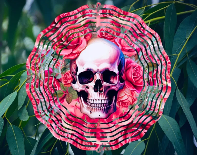 Skull Flowers Windspinner